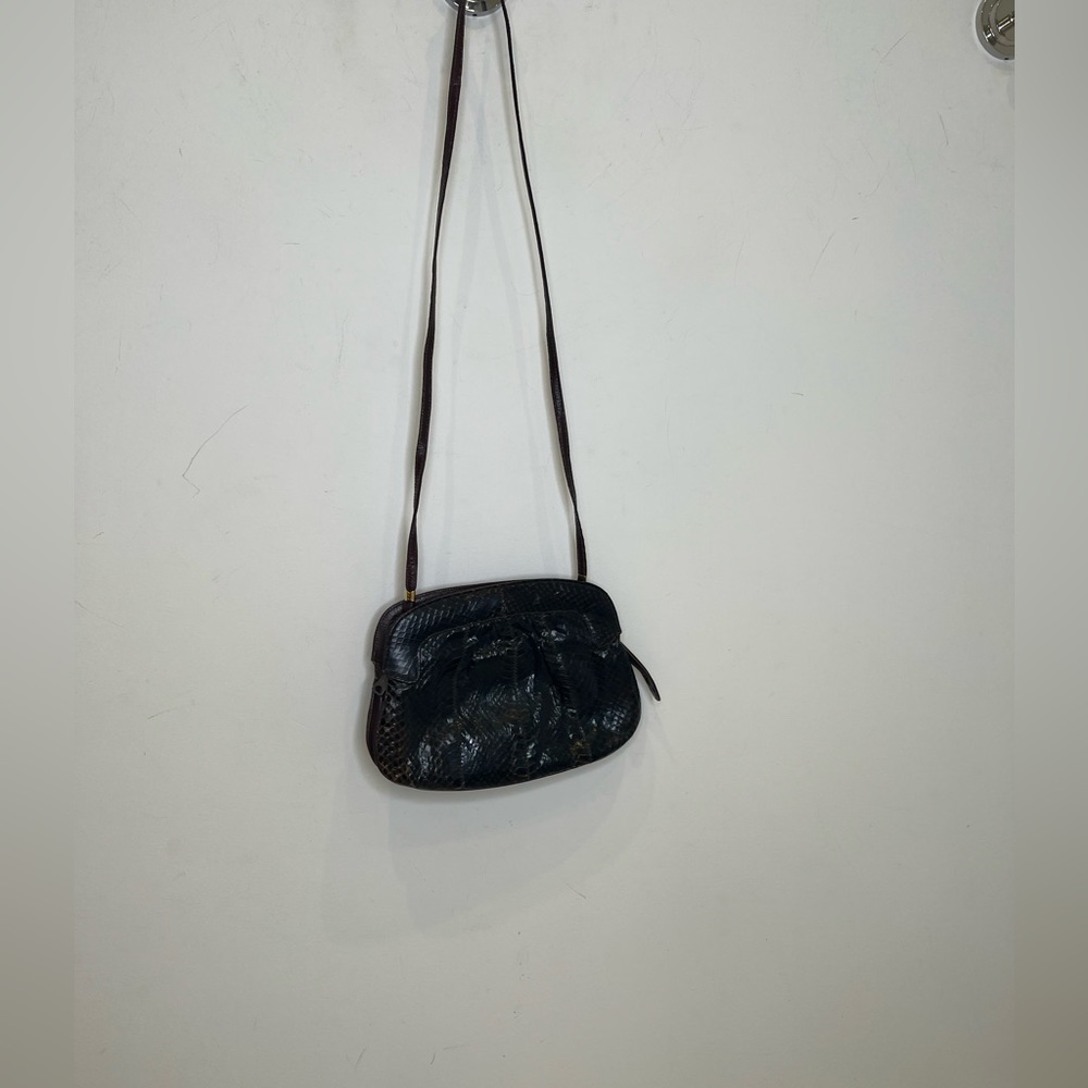 Elite brown crocodile skin crossbody purse